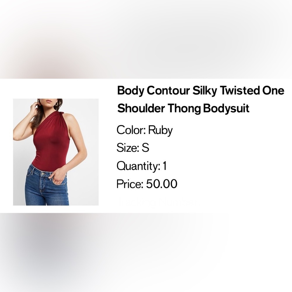 Body Contour Silky Twisted One Shoulder Thong Body Suit Size Small - Red
